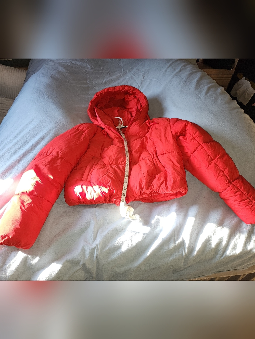 Forever 21 Bold Red Puffer Jacket, Detachable hood